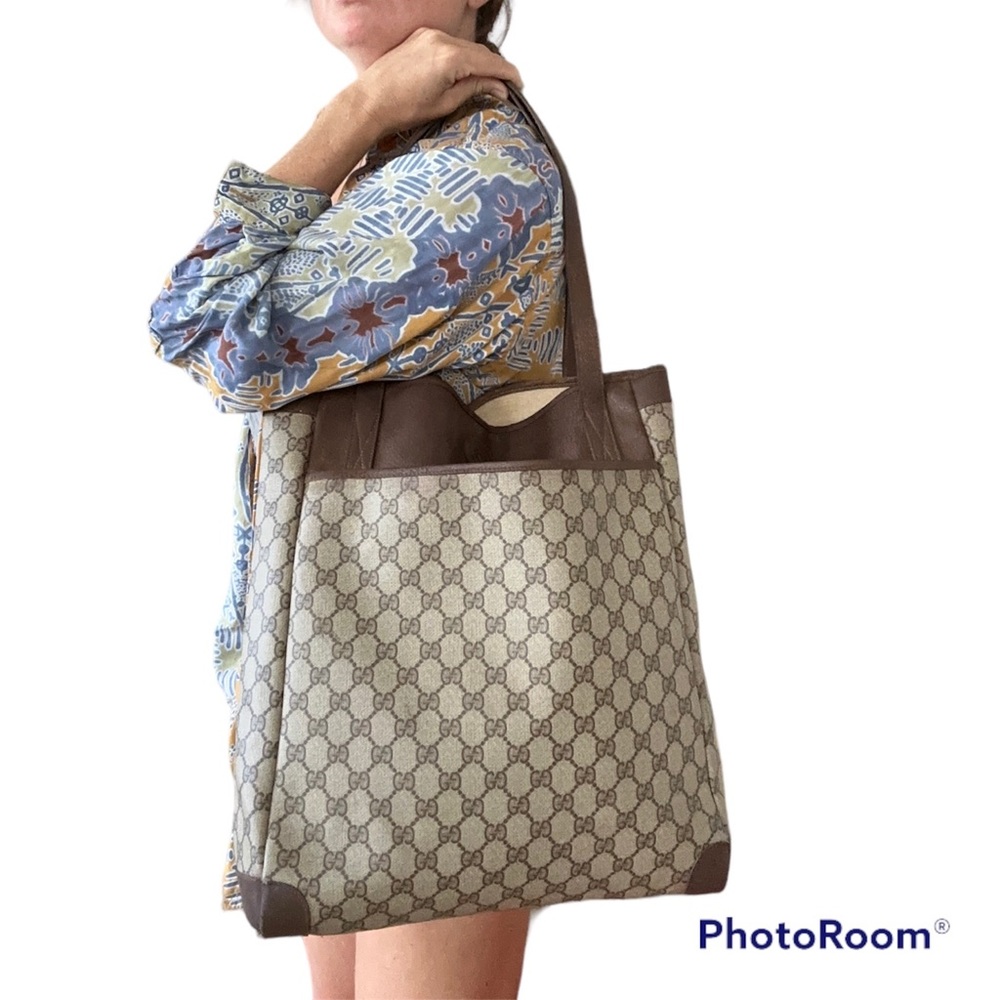 Authentic Gucci tote shopper brown monogram purse